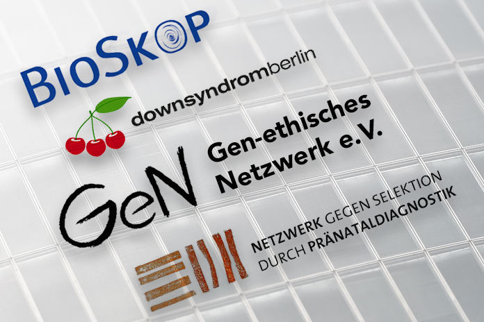 Logos von Bioskop, Downsyndrom Berlin, Gen-ethisches Netzwerk und Netzwerk gegen Selektion durch Pränataldiagnostik