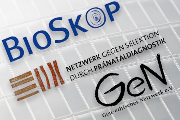 Logos der Organisationen BiosKop, Netzwerk gegen Selektion durch Pränataldiagnostik und GeN