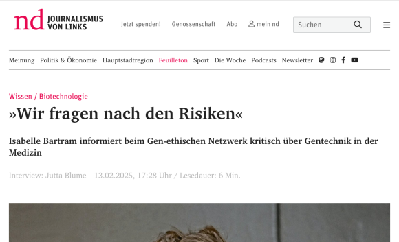 Screenshot der Webseite des nd